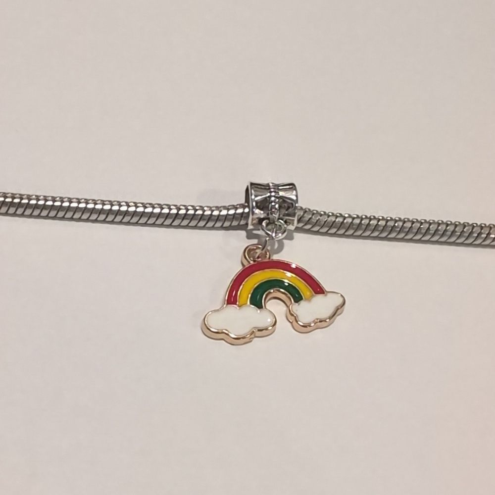 Silver Gold Rainbow with Clouds‎ Charm for Pandora Style Bracelet